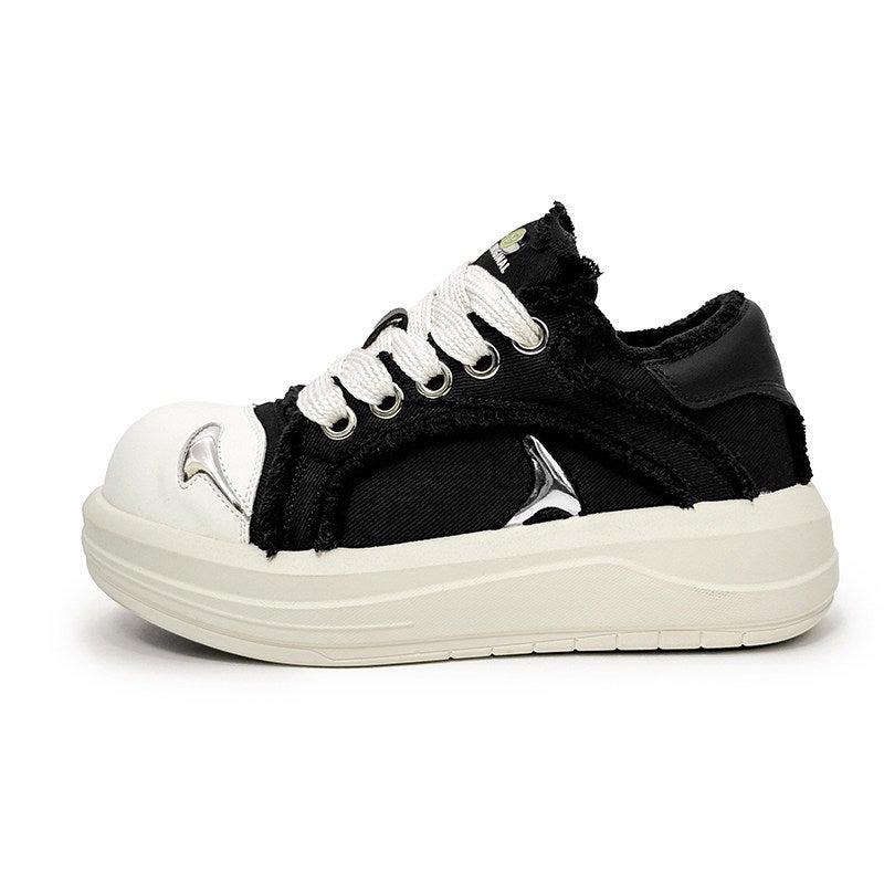 Celebrity-Inspired Smiley Face Chunky Shoes, Unisex Autumn Thick-Soled Height-Increasing Canvas Shoes, Casual Couple Shoes, Women''s Shoes - Image 1