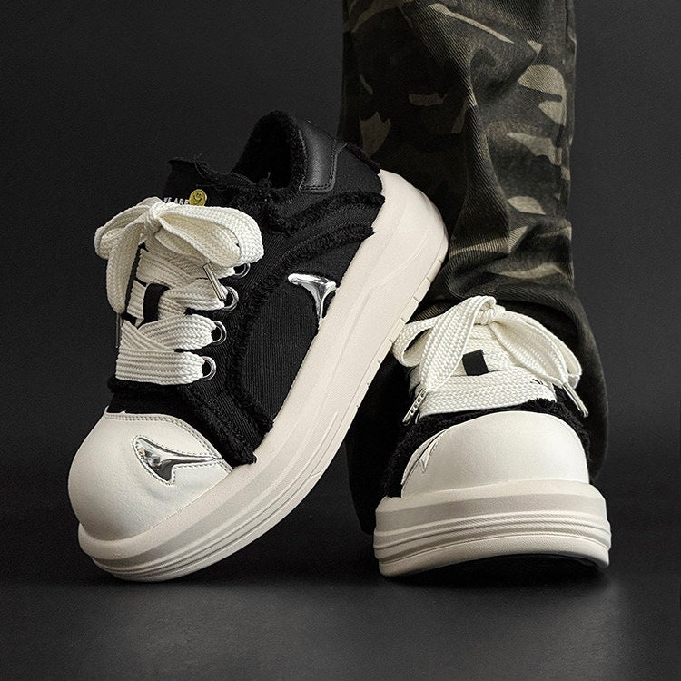 Celebrity-Inspired Smiley Face Chunky Shoes, Unisex Autumn Thick-Soled Height-Increasing Canvas Shoes, Casual Couple Shoes, Women''s Shoes - Image 2