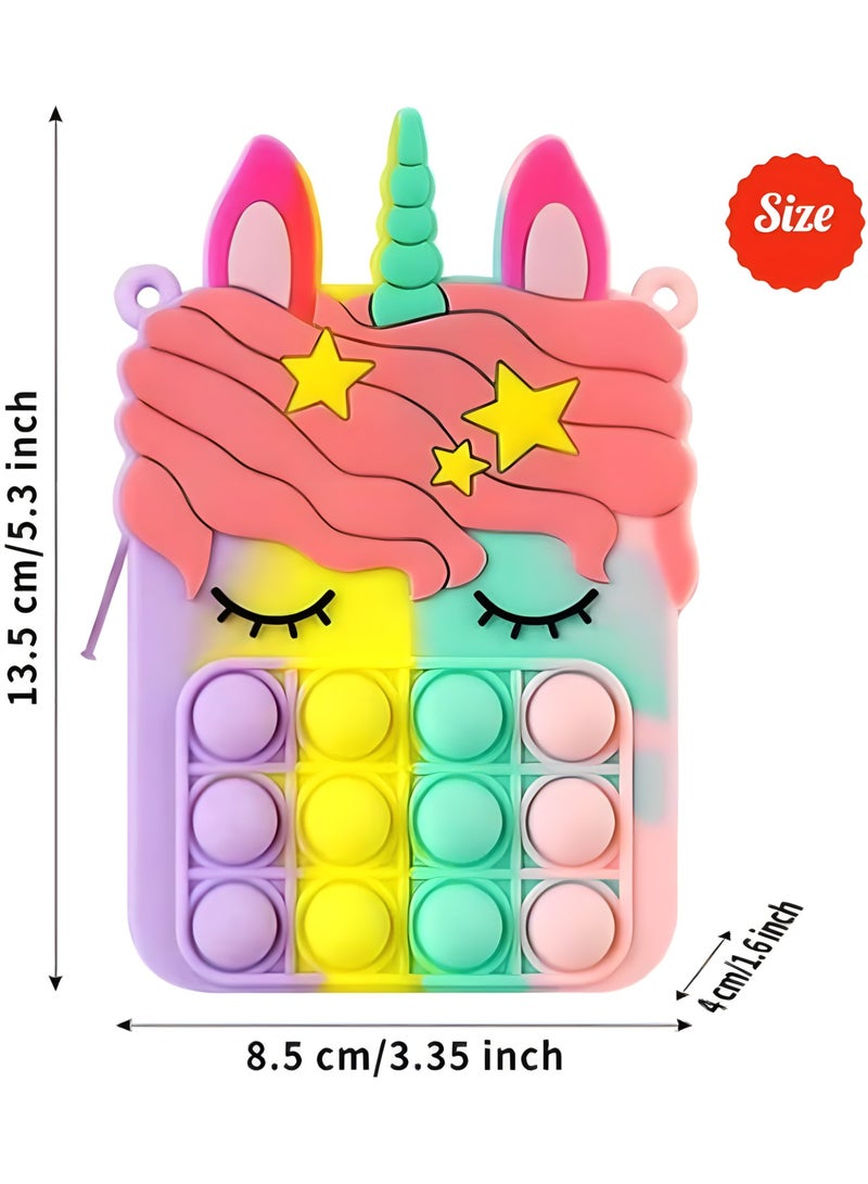 MAGIC VAULT Pop Shoulder Bag,Colourful Unicorn Shoulder Bag Fidget Toys, Pop-in-It Fidget Toys Crossbody Handbag for Women & Girls, Push Bubble Sensory Pop Toy Shoulder Bag, Silicone Small Purse Relieves Stress - Image 3