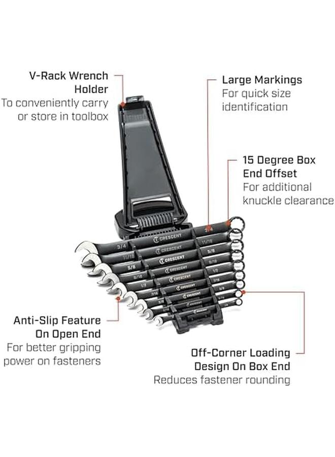 كريسنت مجموعة مفاتيح ربط Sae مكونة من 9 قطع X10 و12 نقطة طويلة Ccws9Bs - Image 3