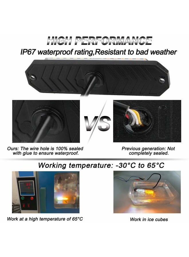 ASPL 8pcs Sync Feature Ultra Slim 12-LED Surface Mount Flashing Strobe Lights for Truck Car Vehicle LED Mini Grille Light Head Emergency Beacon Hazard Warning lights (Amber/White) - Image 3