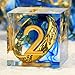 DNDND Sharp Edge DD Dice Set 7Piece Swirl Resin with Golden Ring Inside with Gift Case for DMS Players Blue - Image 2