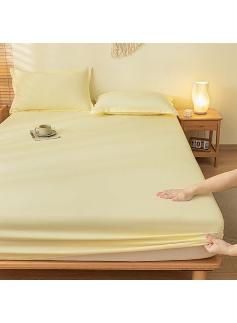 طقم ملاءات استيك قطنيه 120cm سرير سادة من 3 قطع (2 كيس وسادة + ملاءة واحدة) للفنادق والمنازل والقرى السياحية