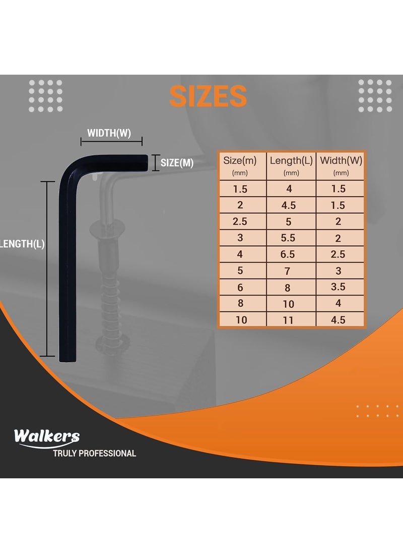 Walkers Walkers WKCB171M1 9 Pieces Full Hex Allen Key Kit Bolt Spanner Goti Wrench L Shape Repair Tool Set with 5in1 Screwdriver Kit for BikeBicycleCycleGuitar Allen Key Set  - Image 4