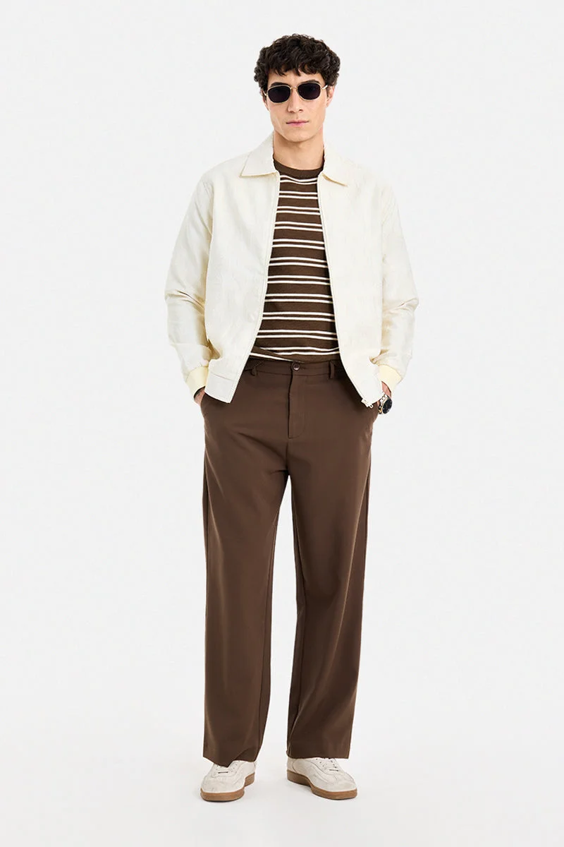 سنيتش Cream Textured Long Sleeve Regular Fit Jacket