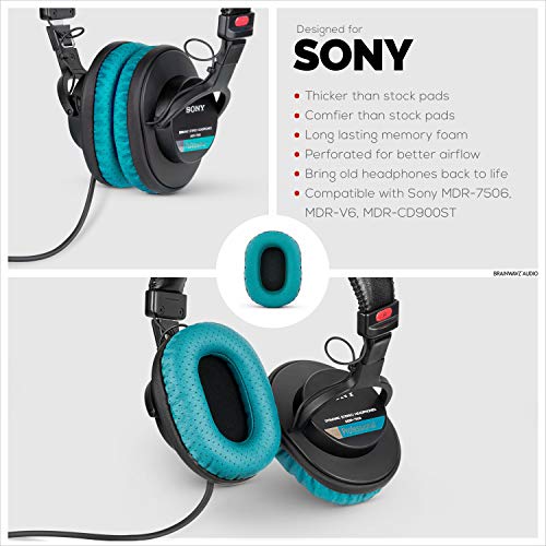 Brainwavz Earpads for SONY MDR 7506 - V6 - CD900ST with Memory Foam (Perforated Turquoise) - Image 3