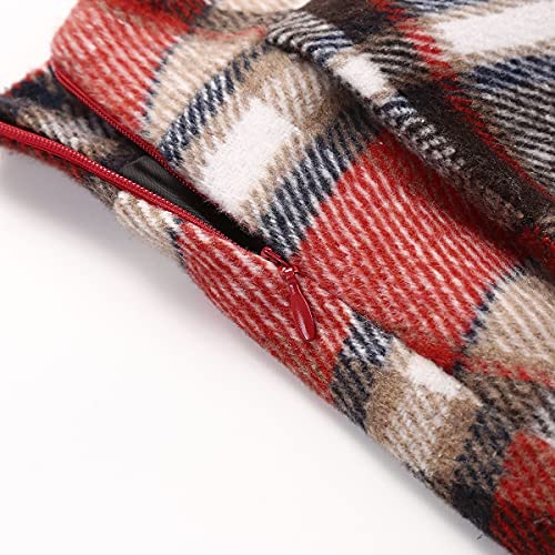 IDEALSANXUN Womens High Elastic Waist Maxi Skirt A-line Plaid Winter Warm Flare Long Skirt (Medium, Long Wine) - Image 4