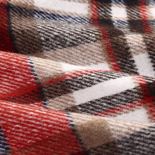 IDEALSANXUN Womens High Elastic Waist Maxi Skirt A-line Plaid Winter Warm Flare Long Skirt (Medium, Long Wine) - Image 2
