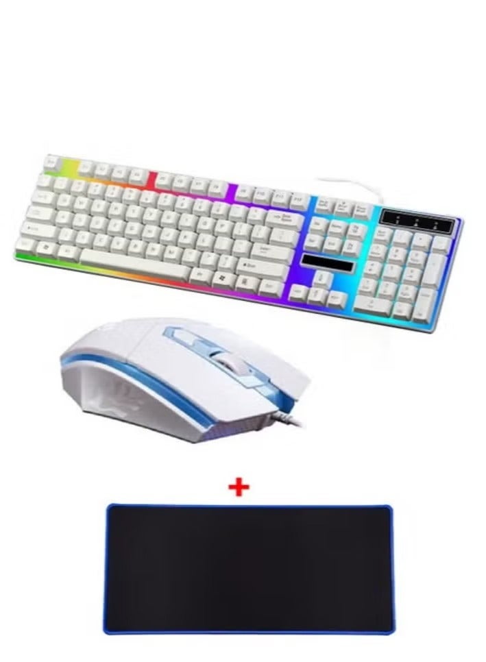 جي21 كيبورد ألعاب سلكي G21 بإضاءة خلفية ملونة USB مع ماوس ألعاب مريح عالي الدقة وماوس باد عملي – طقم متكامل للألعاب والعمل بتصميم رهيب - Image 1