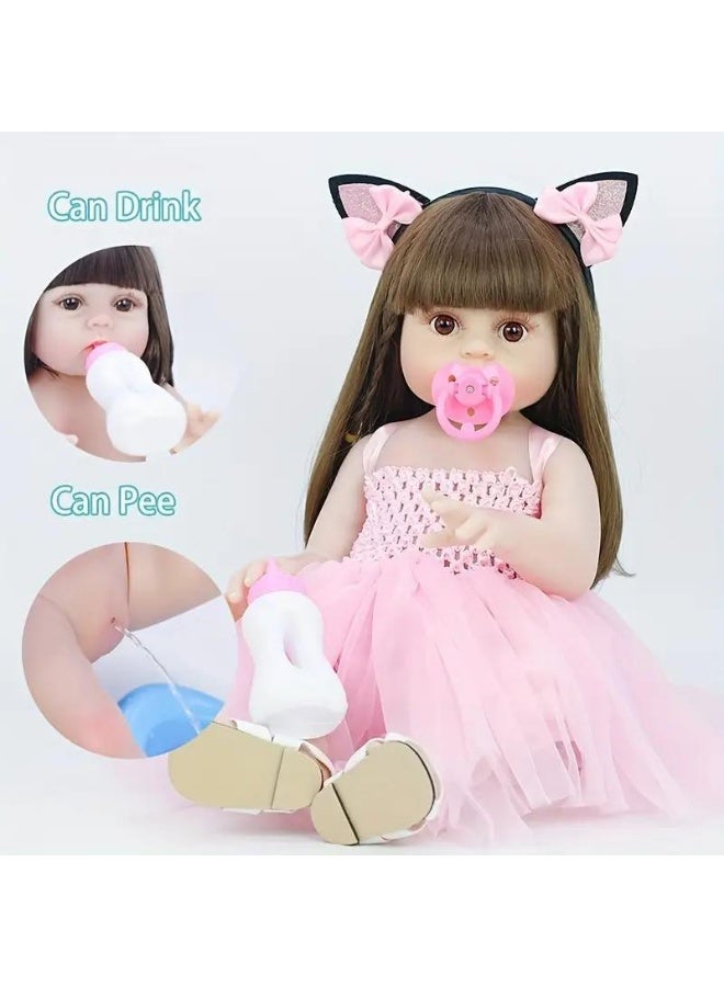 زد بيبي دول 22 بوصة نابض بالحياة دمية الوليد - نابض بالحياة مشددة لينة سيليكون دمية للبنات أفخم ولعب اطفال أكثر من 3 سنوات من العمر ( أ ) - Image 4