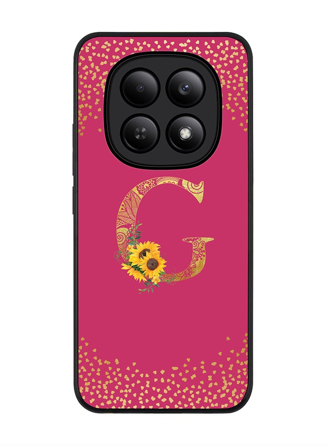 For Xiaomi Redmi Note 15 4G Case,Slim fit Camera Protection, Shockproof Thin Phone cover  - Custom Floral Monogram - G ( Deep Pink )