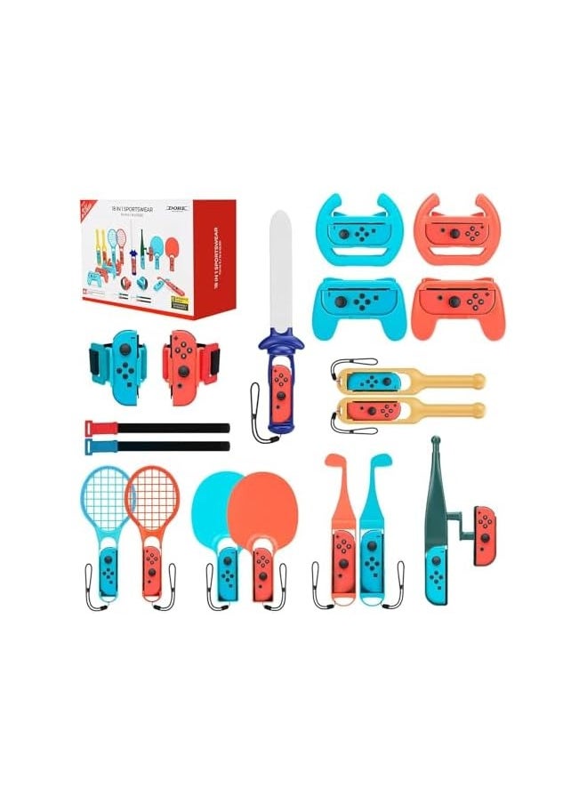 PROMASS 18 in 1 Switch Sports Games Accessories Bundle for Nintendo Switch Games, Family Bundle Accessory Kit Compatible with Switch/Switch OLED Sports Games  - Image 1