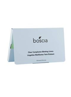 boscia Clear Complexion Blotting Linens - Vegan, Cruelty-Free, Natural Skin Care - Oil Blotting Sheets for Face - For Combination to Oily Skin Types - Travel Size - 100 Sheets