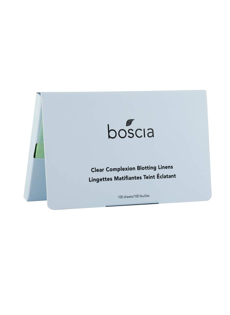 boscia - boscia Clear Complexion Blotting Linens - Vegan, Cruelty-Free, Natural Skin Care - Oil Blotting Sheets for Face - For Combination to Oily Skin Types - Travel Size - 100 Sheets - Image 1