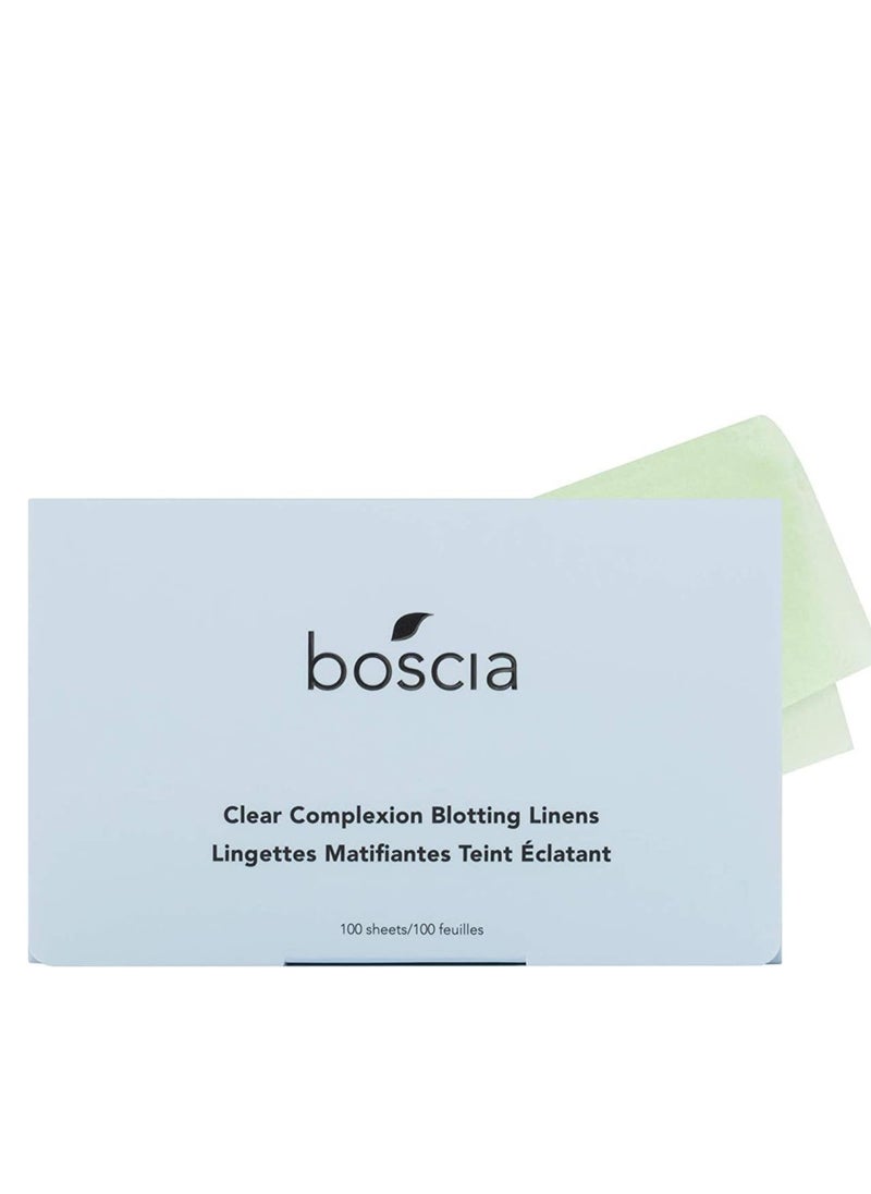 boscia - boscia Clear Complexion Blotting Linens - Vegan, Cruelty-Free, Natural Skin Care - Oil Blotting Sheets for Face - For Combination to Oily Skin Types - Travel Size - 100 Sheets - Image 1