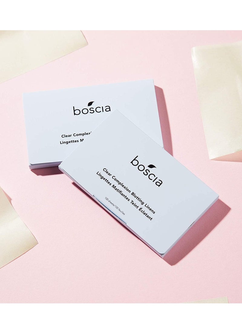 boscia - boscia Clear Complexion Blotting Linens - Vegan, Cruelty-Free, Natural Skin Care - Oil Blotting Sheets for Face - For Combination to Oily Skin Types - Travel Size - 100 Sheets - Image 1