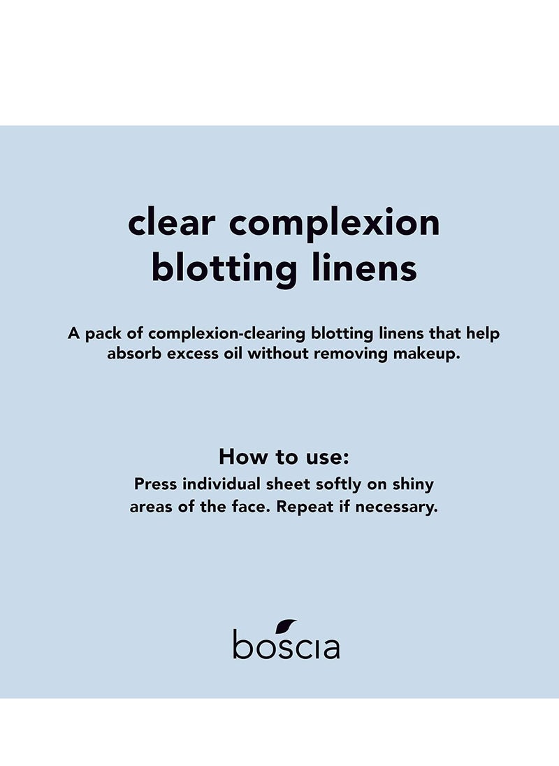 boscia - boscia Clear Complexion Blotting Linens - Vegan, Cruelty-Free, Natural Skin Care - Oil Blotting Sheets for Face - For Combination to Oily Skin Types - Travel Size - 100 Sheets - Image 1