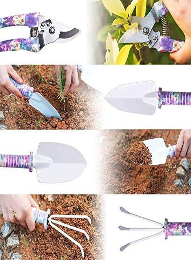 LEKEONE FUZHEN Gardening Tools Set, 5 Piece Gardening Gifts Gardening Planting Gardening Tools Set Home Gardening Flowers Vegetables Potted Flowers Trim Loosing Planting Tools (5 Piece Purple) - Image 4