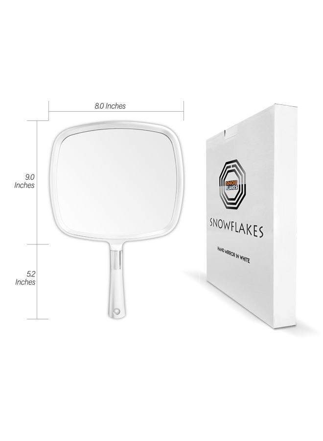 SNOWFLAKES SNOWFLAKES Snowflakes Large Hand Mirror with Handle-Hang Handheld Mirror Hairdresser Mirror.(White) - Image 2