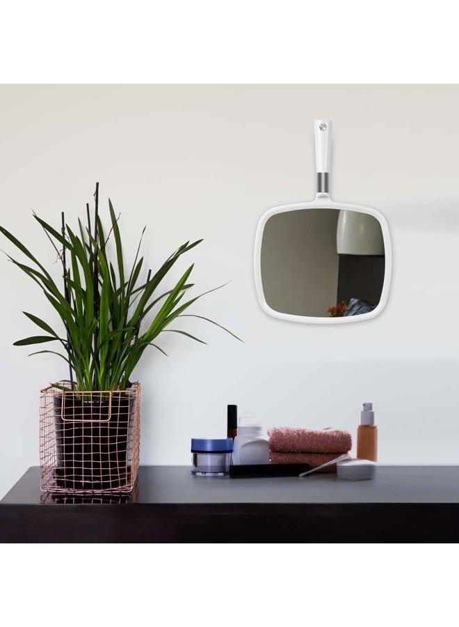 SNOWFLAKES SNOWFLAKES Snowflakes Large Hand Mirror with Handle-Hang Handheld Mirror Hairdresser Mirror.(White) - Image 4