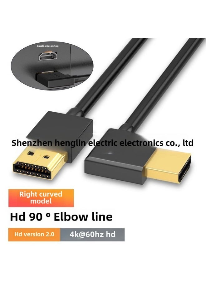 ماركة غير محددة كوع HDMI خط HDMI HDMI90 درجة الزاوية اليمنى الكوع خط HDMI مستقيم إلى الكوع HDMI ذكر إلى ذكر HD-اللون: رأس مستقيم إلى اليمين طول الحبل: 1 متر  - Image 1
