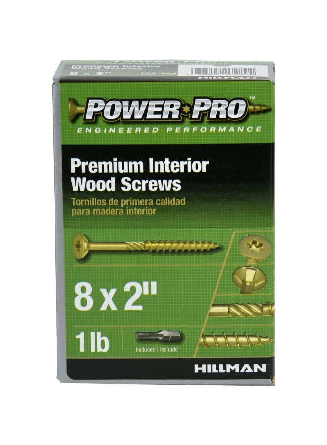 Hillman Power Pro Zinc Plated Flat Head Premium Interior Wood Screw Yellow 8 x 2 Inch 5000514  - Image 3
