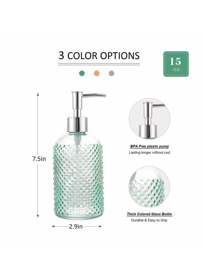 Cutiset 3 Pack Assorted Glass 15 Ounce Lotion Soap Dispenser Bottle with Pump for Bathroom, Kitchen - Image 2