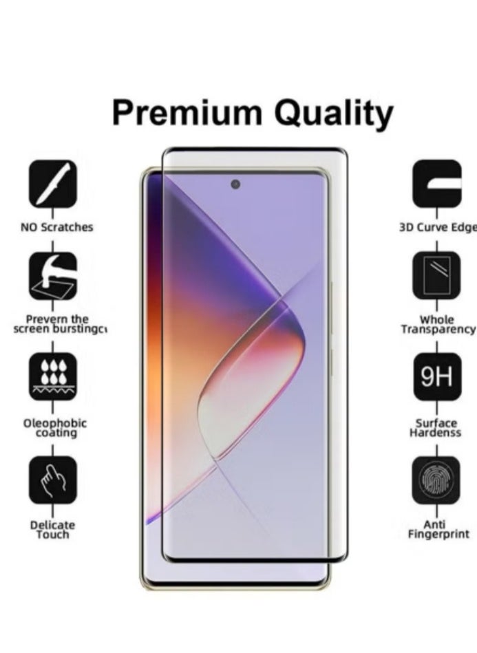 Screen Protector for Infinix Note 40 Pro 5G High Transmittance Glass Scratch Resistant Tempered Glass Tempered Glass, for Note 40 Pro/Infinix Note 40 Pro+ 5G Screen Protector,9H Hardness High Definition Full Covered Curved Clear Scratch Resistant Bubble Free Anti-Fingerprints