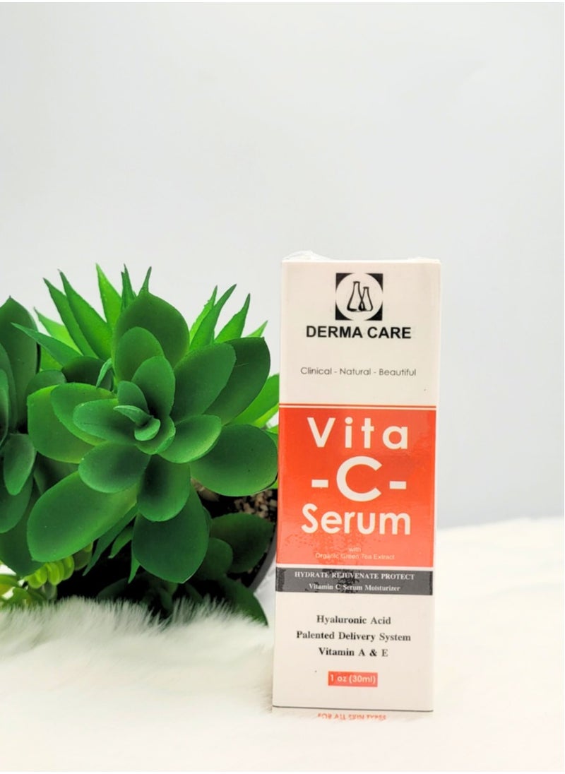 DERMA CARE Derma care Vita C Serum anti aging with organic green tea extract and Hyaluronic Acid & vitamin A&E  - Image 1