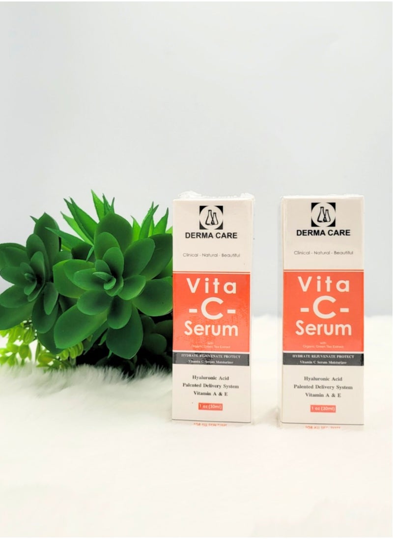 DERMA CARE Derma care Vita C Serum anti aging with organic green tea extract and Hyaluronic Acid & vitamin A&E  - Image 2