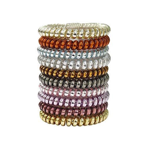 Belicia 10 Pcs Metallic Hair Coils Tie Hair Spiral Hair Ties No Crease Hair Ties Coil Ponytail Holder for Girls and Women - Image 1