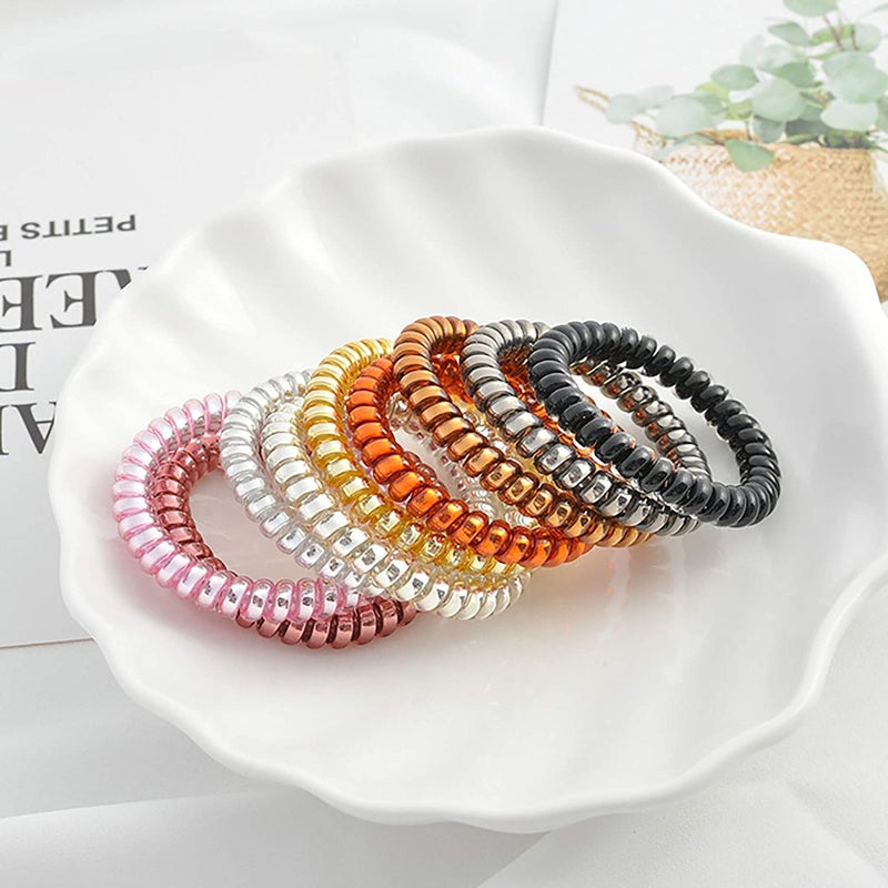 Belicia 10 Pcs Metallic Hair Coils Tie Hair Spiral Hair Ties No Crease Hair Ties Coil Ponytail Holder for Girls and Women - Image 3
