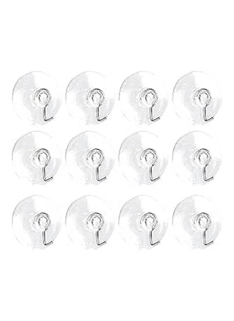 Clear Silicone Hooks with Suction Valves and Metal Hooks - 12 Pieces