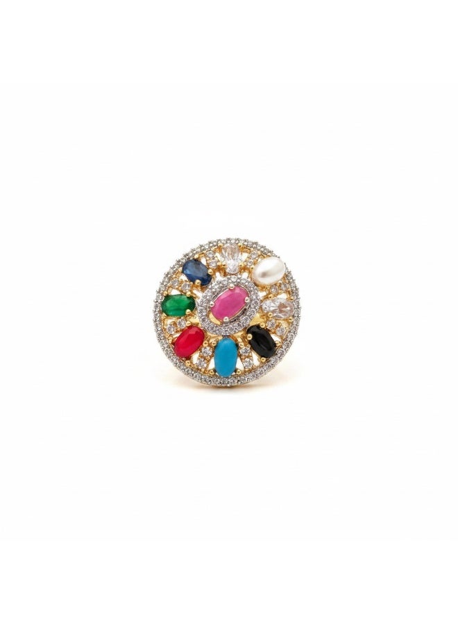 Pretty Precious CZ Adjustable Ring for Women & Girls – Elegant American Diamond Finger Ring, Rhodium or Gold Plated, Comfortable Open Design-Multi - Image 4