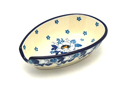 Polish Pottery Spoon Rest White Poppy