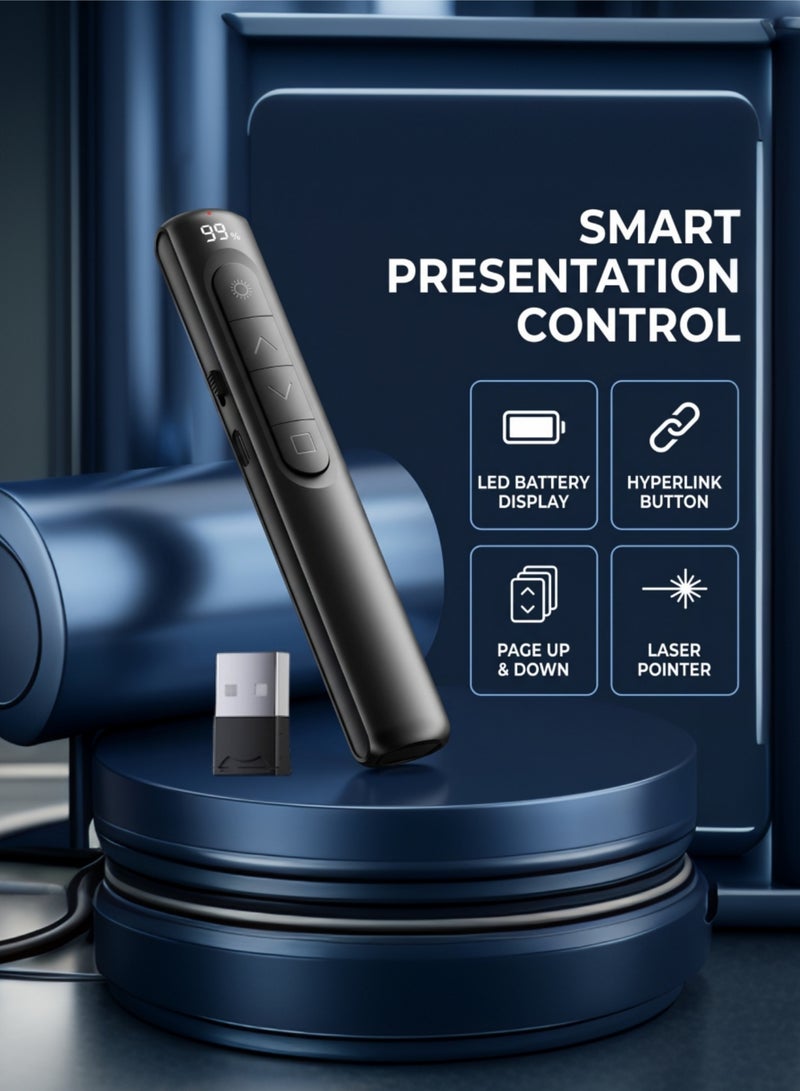 Wireless Presenter Remote,Digital Display | 100m Laser Pointer | USB PPT Clicker for Mac & PC - Image 1