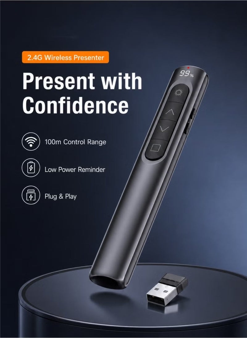 Wireless Presenter Remote,Digital Display | 100m Laser Pointer | USB PPT Clicker for Mac & PC - Image 3