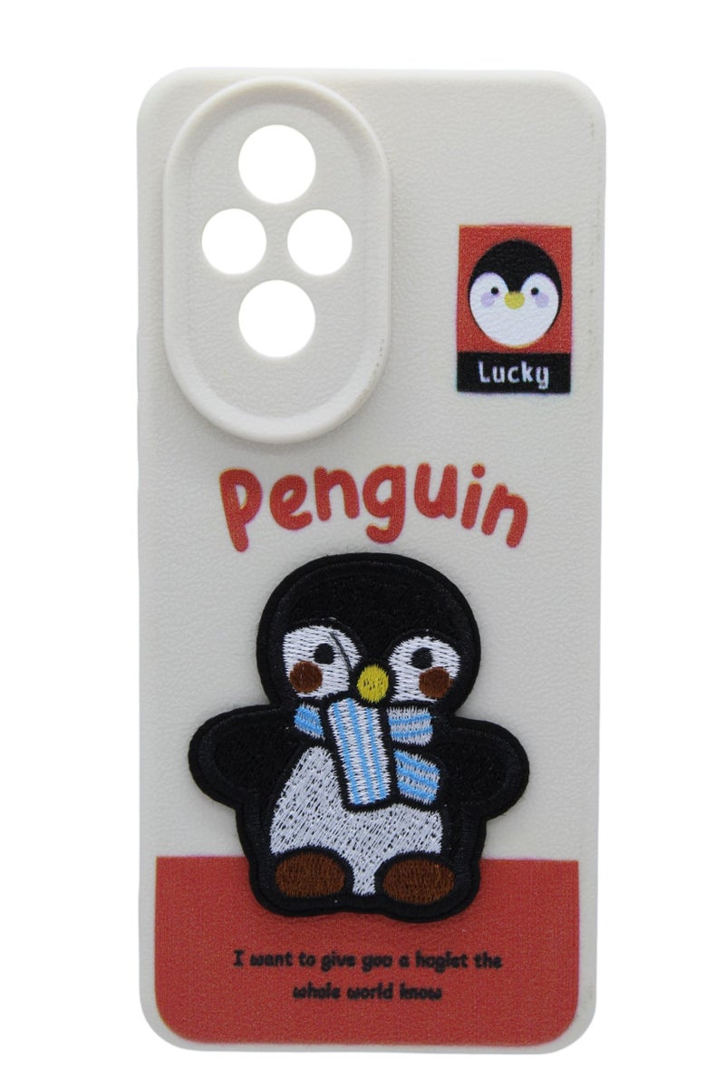CFS C.F.S Plastic Back Cover With Cute Design For Honor 200 - Off White & Black - Image 1