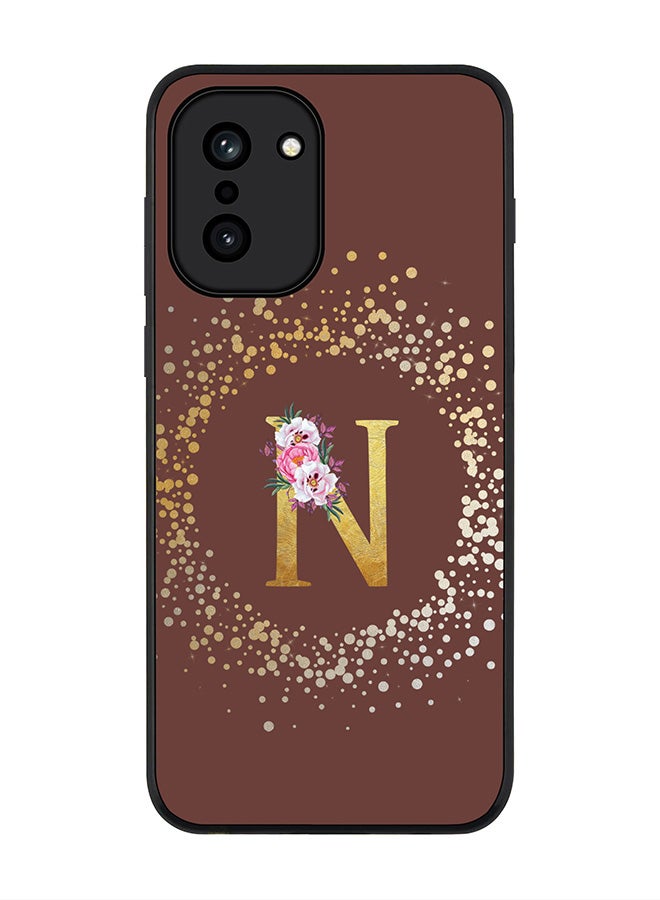 For OnePlus 15R Case,Slim fit Camera Protection, Shockproof Thin Phone cover  - Custom Monogram Floral - N  (Brown )