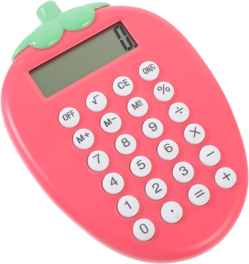 CANIGHT Portable Cartoon Strawberry Solar Calculator Multi-use Handheld Device for Students and Office Comfortable Touch Dual-Powered for Easy Operation - Image 1