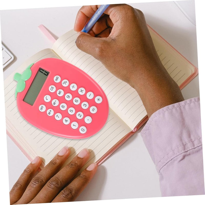 CANIGHT Portable Cartoon Strawberry Solar Calculator Multi-use Handheld Device for Students and Office Comfortable Touch Dual-Powered for Easy Operation - Image 3