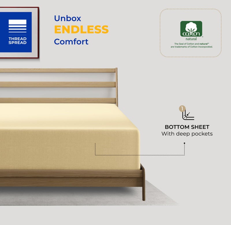 THREAD SPREAD Twin XL Fitted Sheet Only - 100% Egyptian Cotton 600 Thread Count Deep Pocket Fitted Sheet Twin XL  Soft Cooling Sateen Elastic Bottom Sheet  Fits College Dorm Mattress  Teens - Sand - Image 3