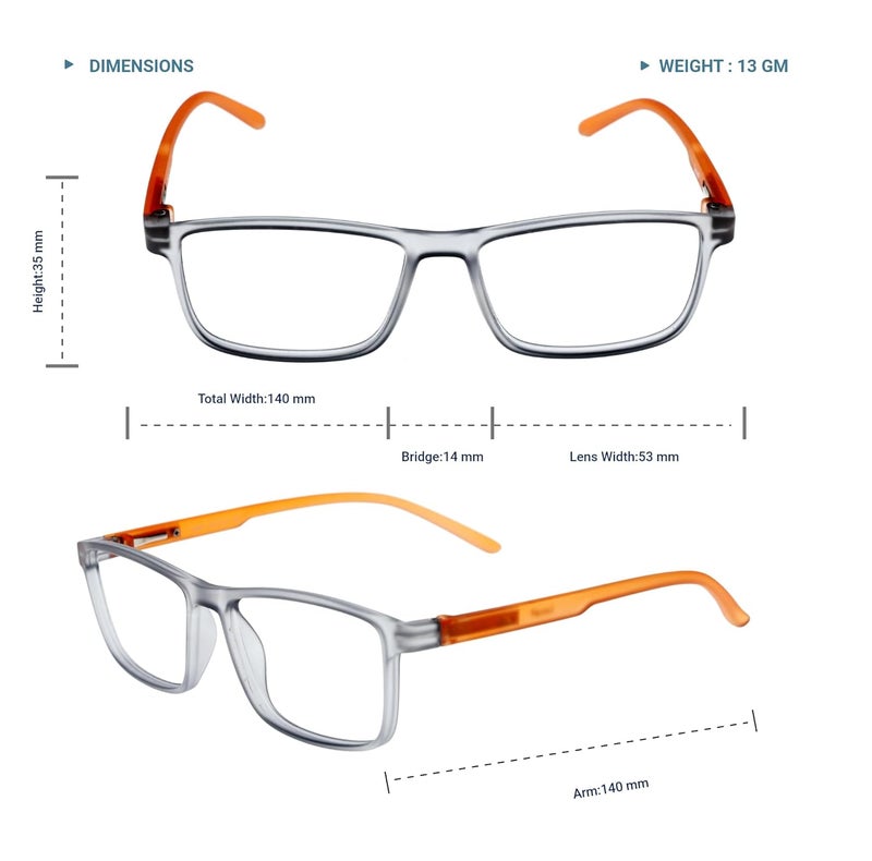 LENS+ Lensplus Rectangle TR Full Rim Eyeglasses with Blue Cut Lightweight Unisex Eyewear for Men & Women | Stylish Computer & Daily Use Frame - Image 3