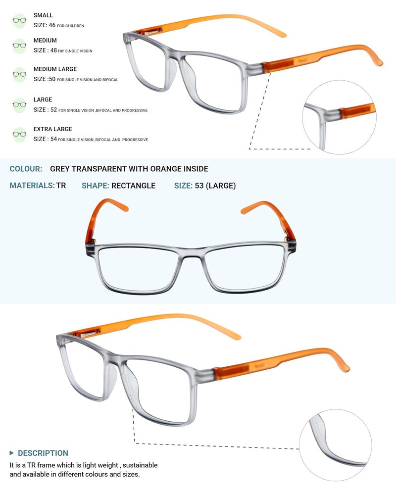 LENS+ Lensplus Rectangle TR Full Rim Eyeglasses with Blue Cut Lightweight Unisex Eyewear for Men & Women | Stylish Computer & Daily Use Frame - Image 4