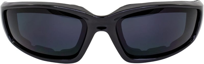 Birdz Eyewear Oriole Padded Motorcycle Glasses - Black Frame/Dark Smoke Lens - Image 2