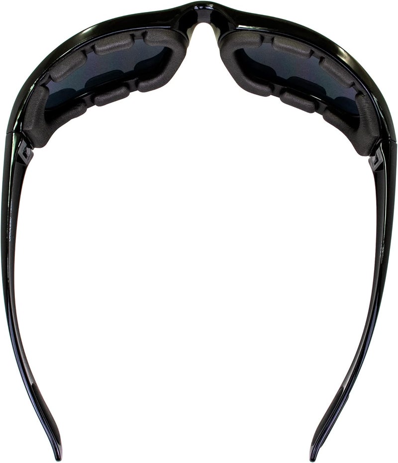 Birdz Eyewear Oriole Padded Motorcycle Glasses - Black Frame/Dark Smoke Lens - Image 5