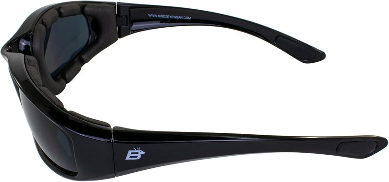 Birdz Eyewear Oriole Padded Motorcycle Glasses - Black Frame/Dark Smoke Lens - Image 4