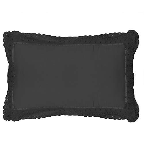 VHC 100% Cotton Lace Pillow Cover/Case Set (Pack of 2)-Black - Image 5