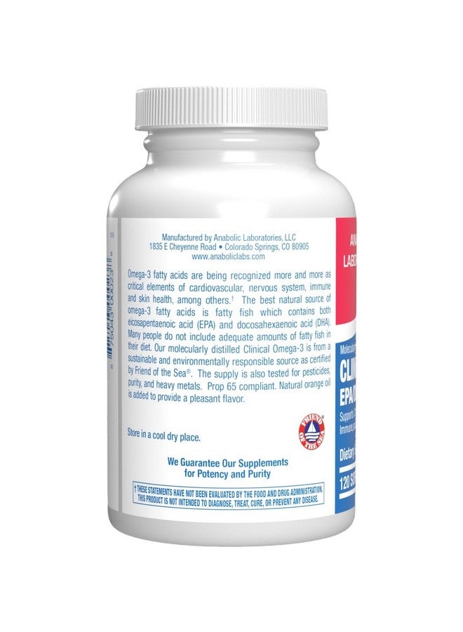Anabolic Laboratories Clinical Omega 3 Fish Oil Supplement with EPA and DHA - 120 Orange Flavored Softgels for Heart, Immune, and Nervous Health - 1200mg of Molecularly Distilled Omega-3 - Image 2