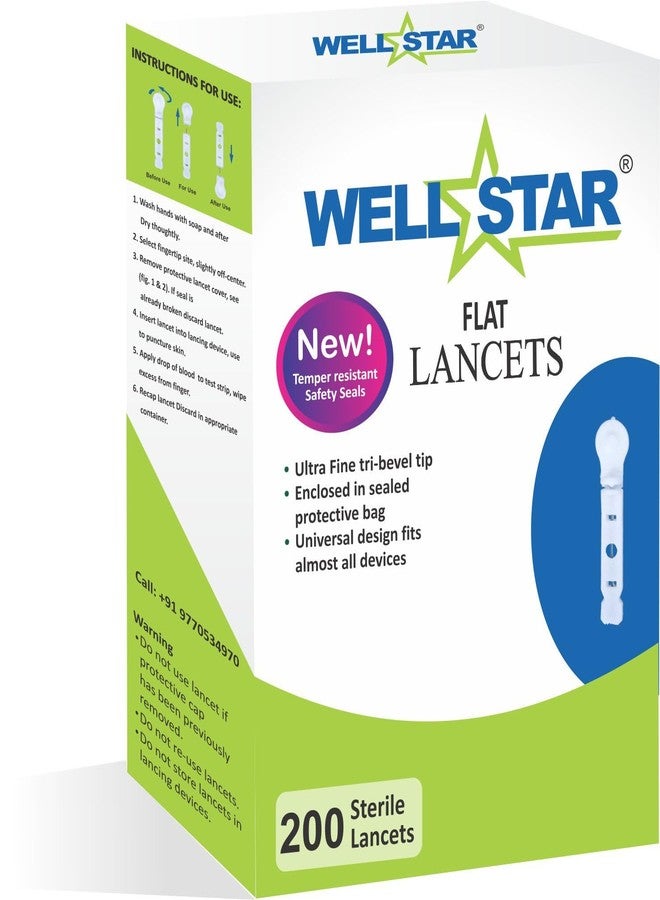Wellstar 200 Flat LANCETS white COLOR Glucometer Lancet (200) - Image 2